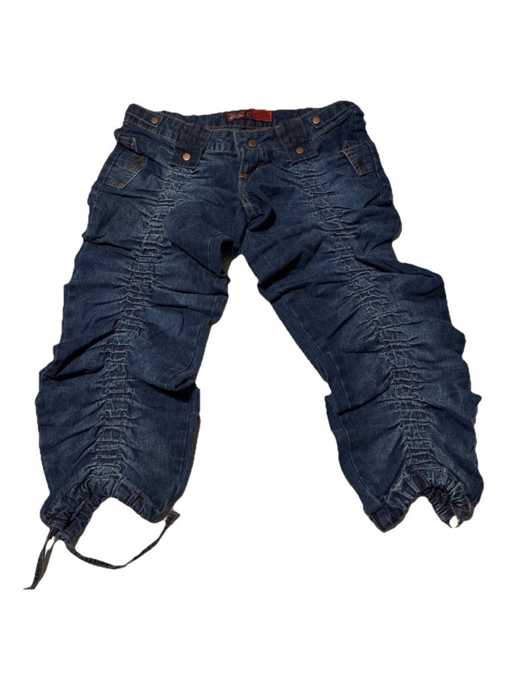 VTG Good Way Brazilian Import Ruched Jeans 42 Fits US 30 Rare Archive Rave Denim